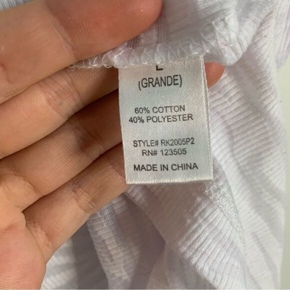 Hearts and Hips White Sheer Zebra Print Ribbed Tank Top Size Large - Picture 4 of 5